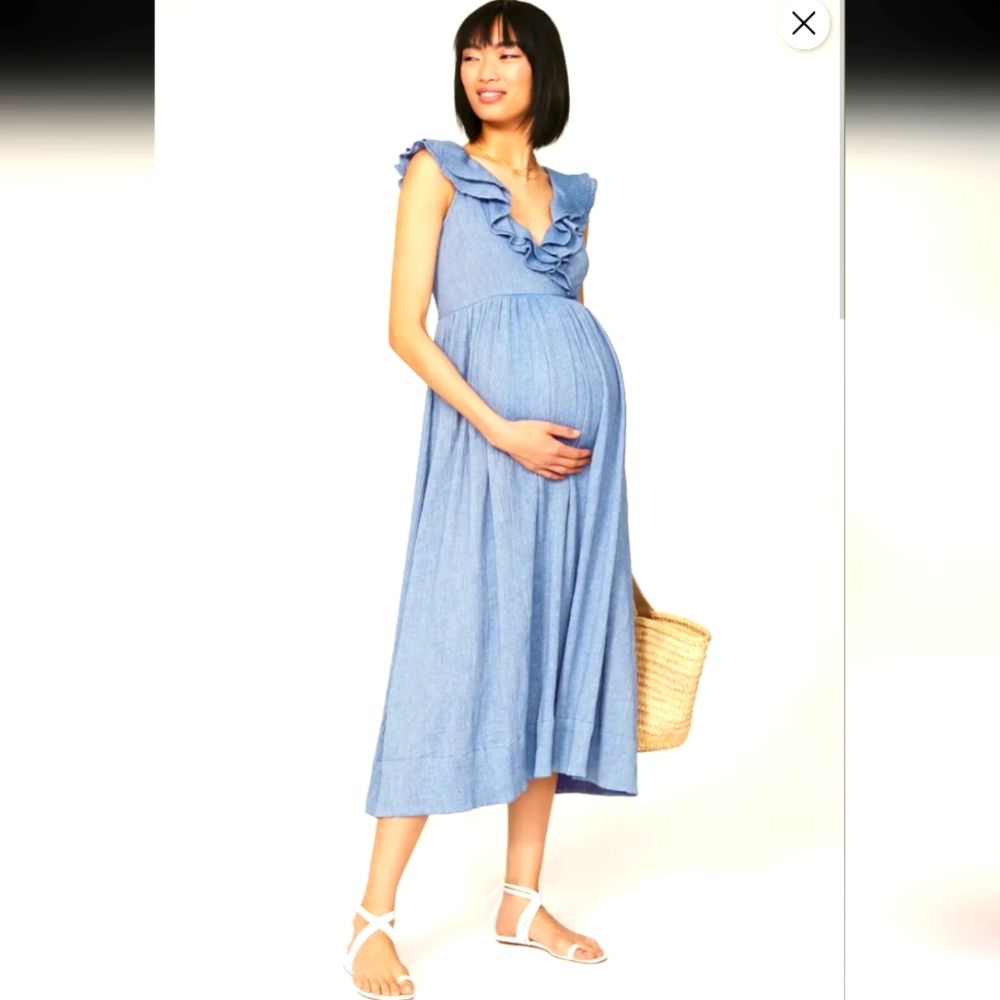 Hatch Blue Ruffle Midi Dress